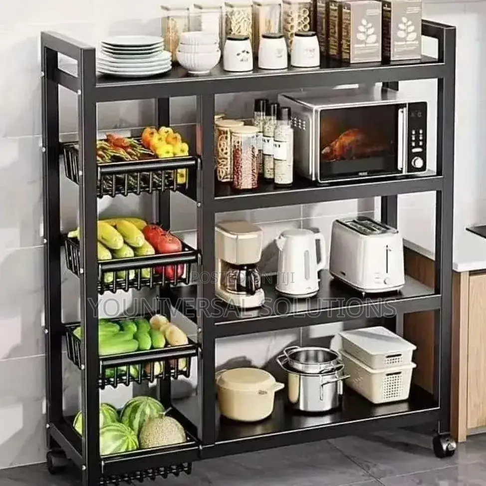 Multi-Layer Kitchen Storage Rack With Movable and Lockable Wheels