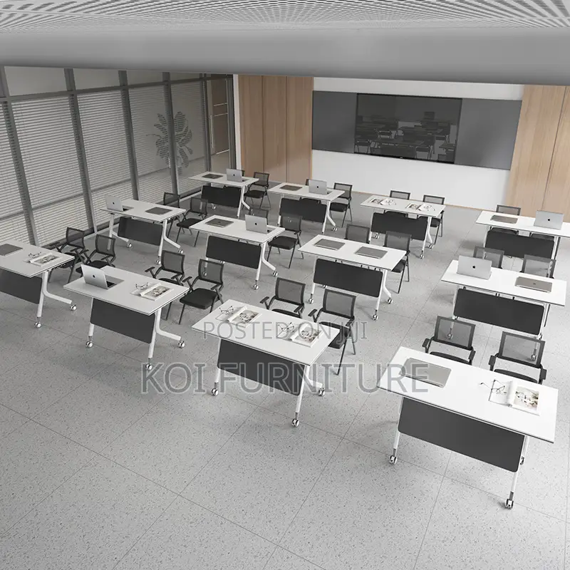 Office Desk : White 1.2-Meter Foldable Training Table