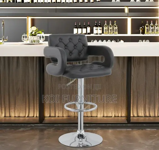 Bar Stool : Modern Black Brayden Adjustable Bar Stool
