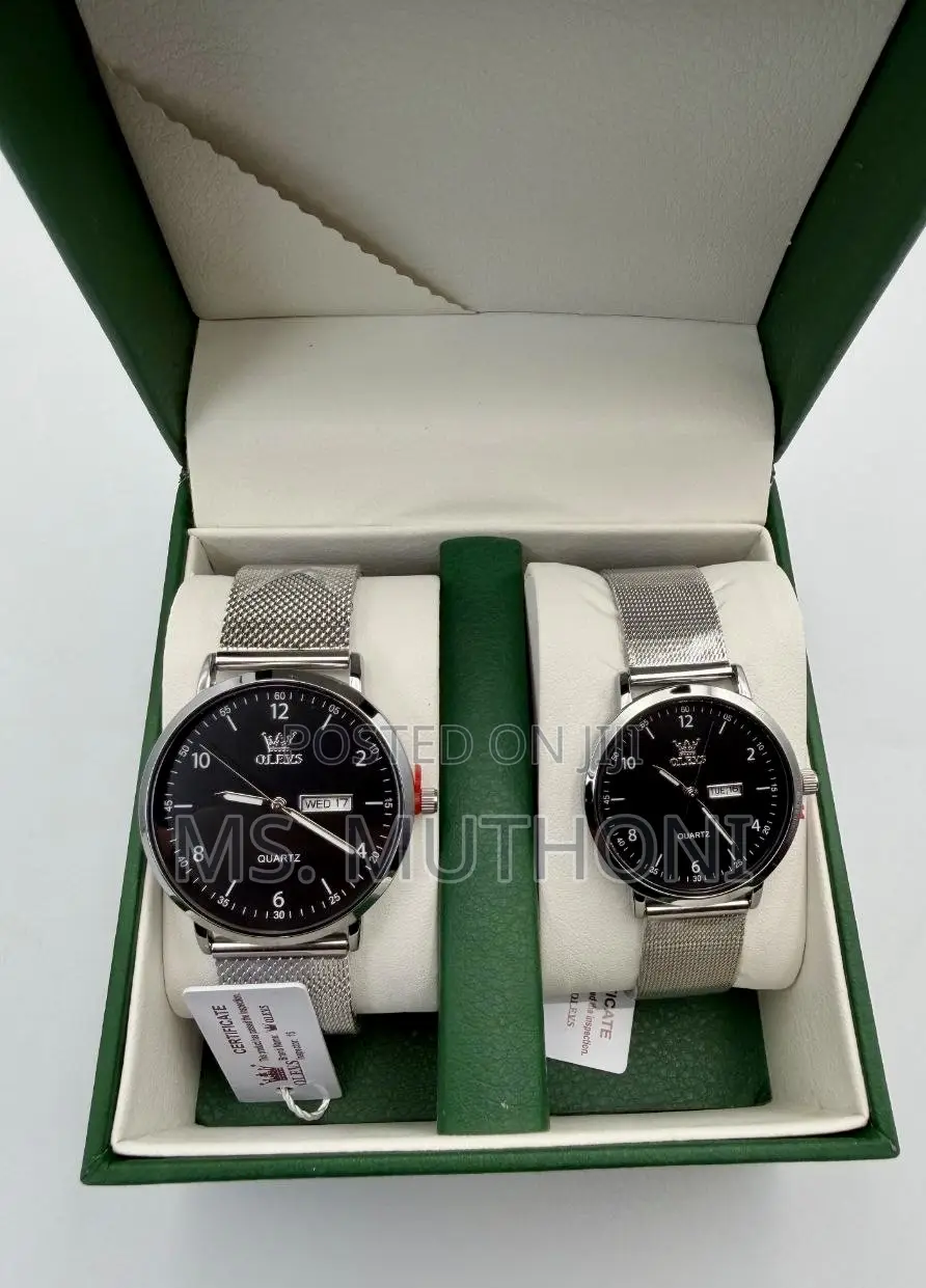 Olevs Stainless Steel Mesh Strap Couple Watches