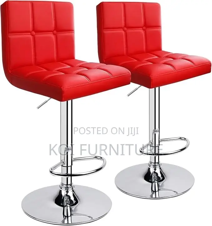 Barstool : Red Faux Leather Swivel Bar Stools