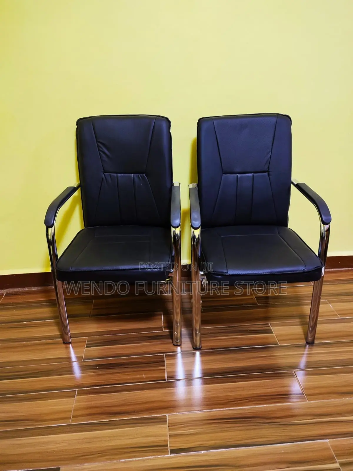 Office Chair : Q12 Black Faux Leather Visitor Office Chair,