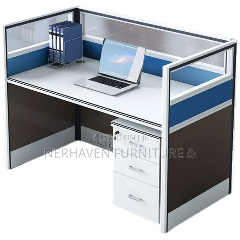 1-Way Workstation With Movable Drawer - Compact Office Setup