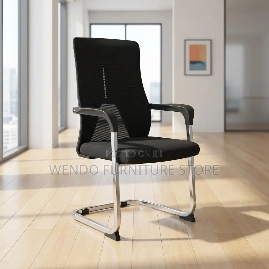 Office Chair : L12 Black Mesh Visitor Office Chair