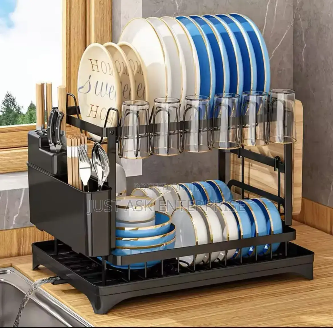Small Carbon Over the Dish Rack - Single Tier