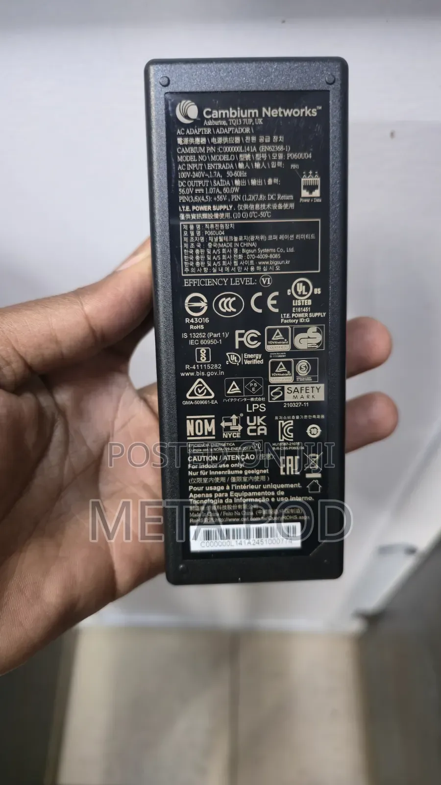 Cambium Networks - 10gbe Poe Injector 56v/1,07a (60w)