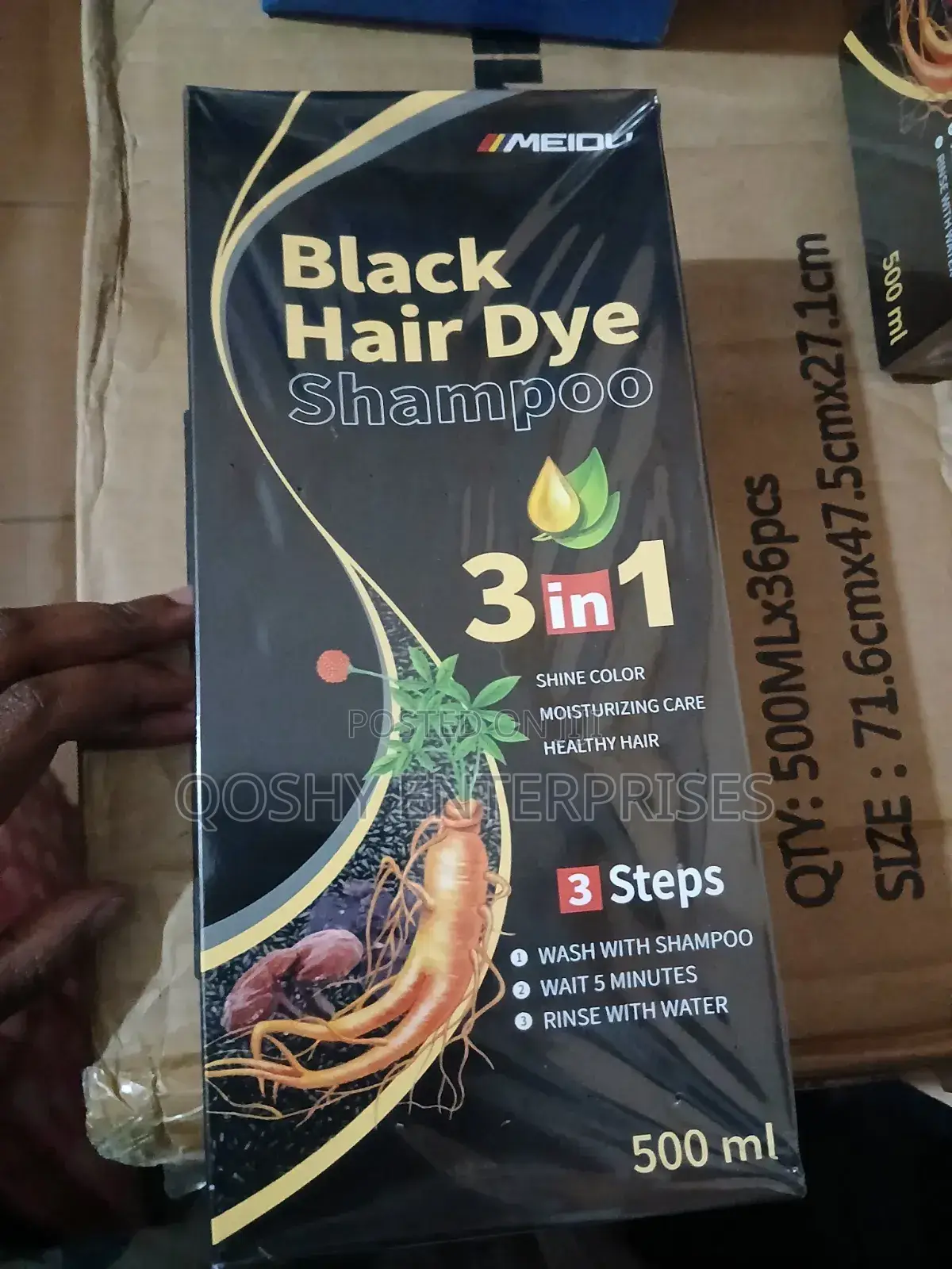 Permanent Black Hair Dye 3 in 1 Shampoo