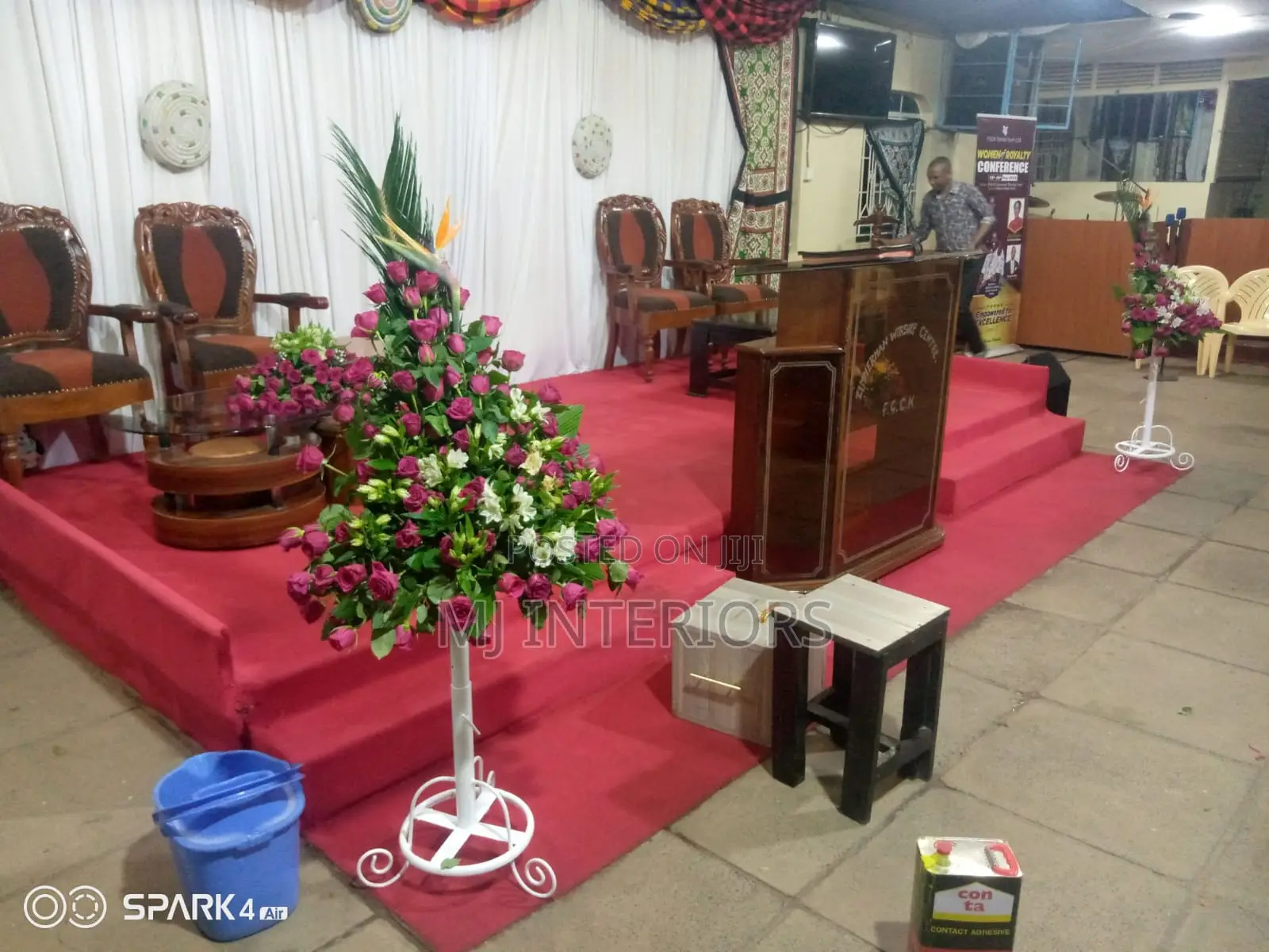 Thick Red Delta Carpet for Church Hall Installation