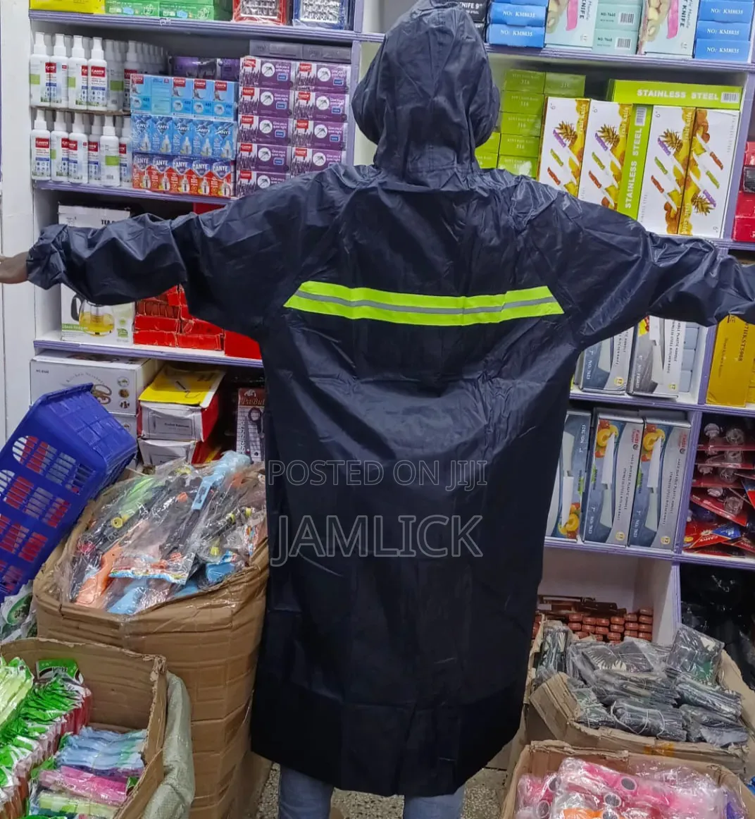 Adult Rain Coat With Lime Green Reflective Strips - Jw