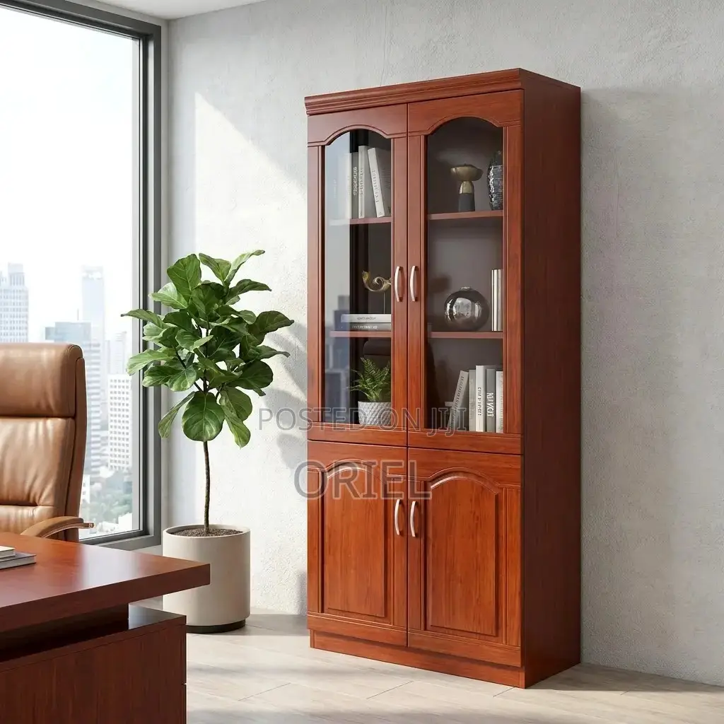 Wooden Cabinet : 2-Door Mahogany Finish Office Filing Cabinet