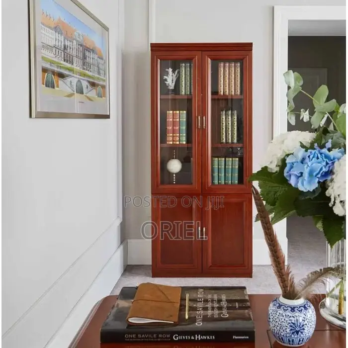 Wooden Cabinet : 2-Door Mahogany Finish Office Filing Cabinet