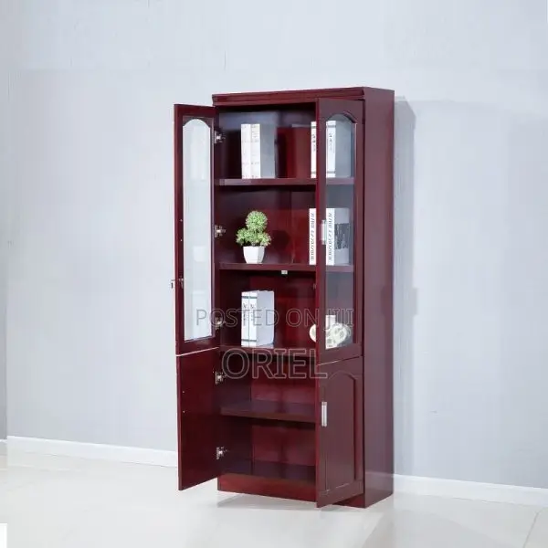 Wooden Cabinet : 2-Door Mahogany Finish Office Filing Cabinet