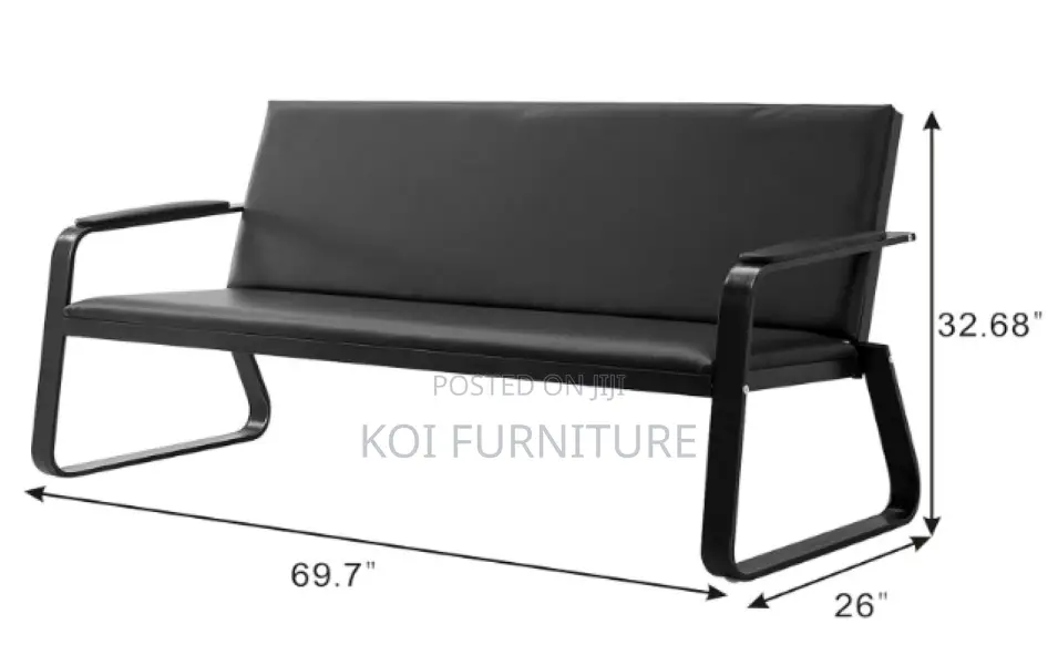 Office Sofa : B78 Black 5-Seater Office Waiting Sofa Set