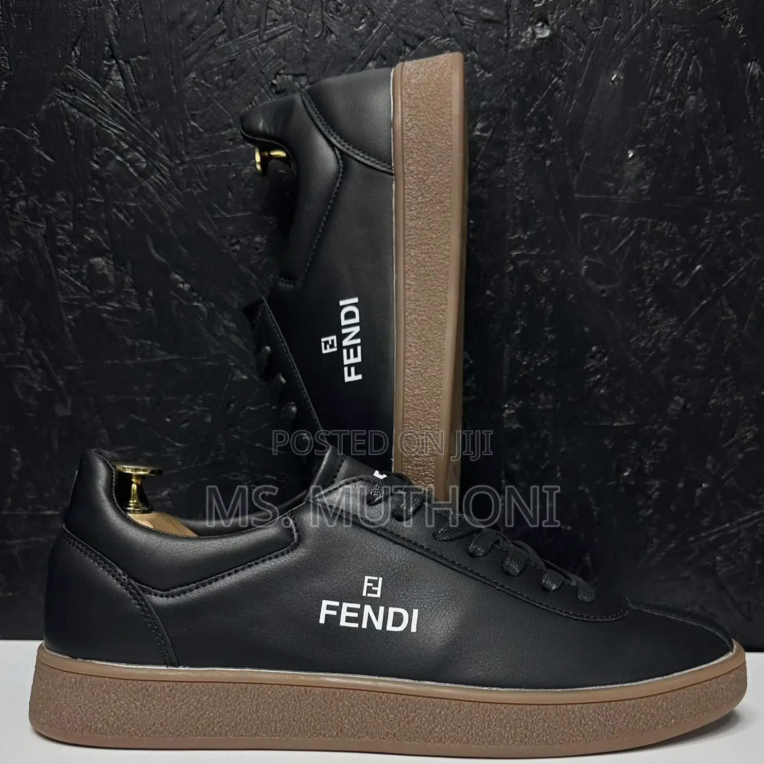 Fendi Match Low-Top Sneakers in Leather With a Beige Gum Sole