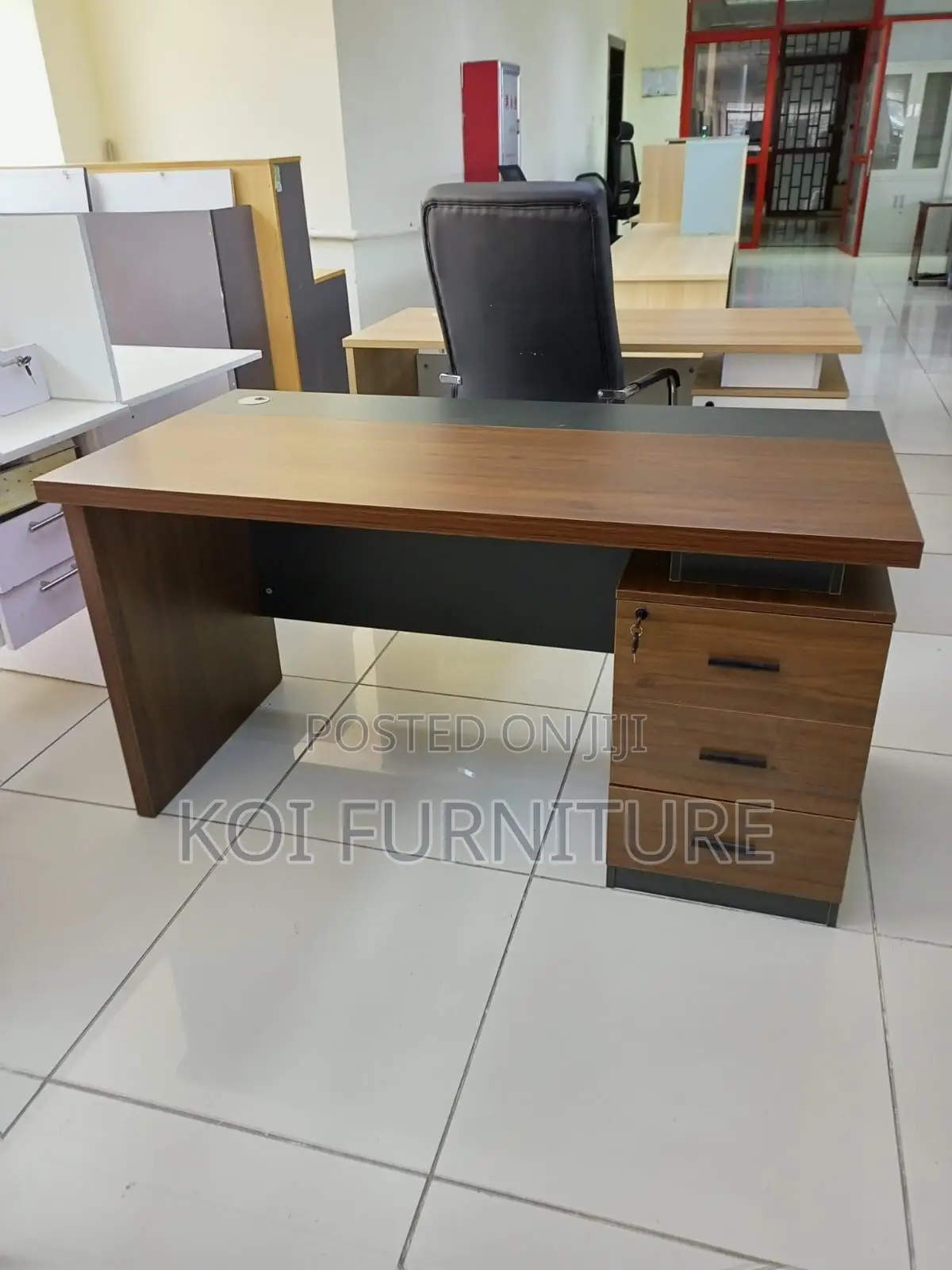 Office Desk : 1.2m Modern Office Desk With a Wood Grain Laminate Top