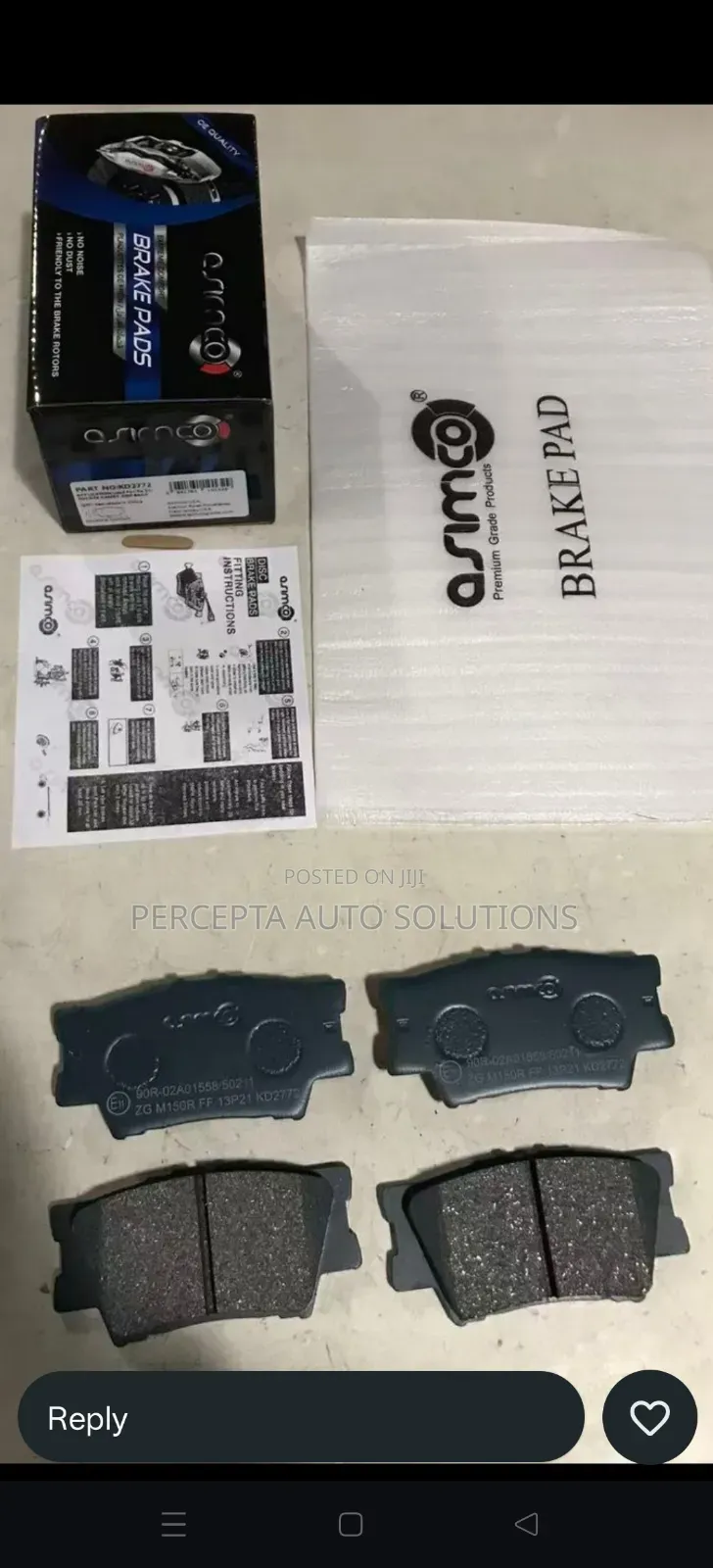Toyota Rav4, Markx Zio, Harrier Hybrid Asimco Rear Brake Pads Kd2772