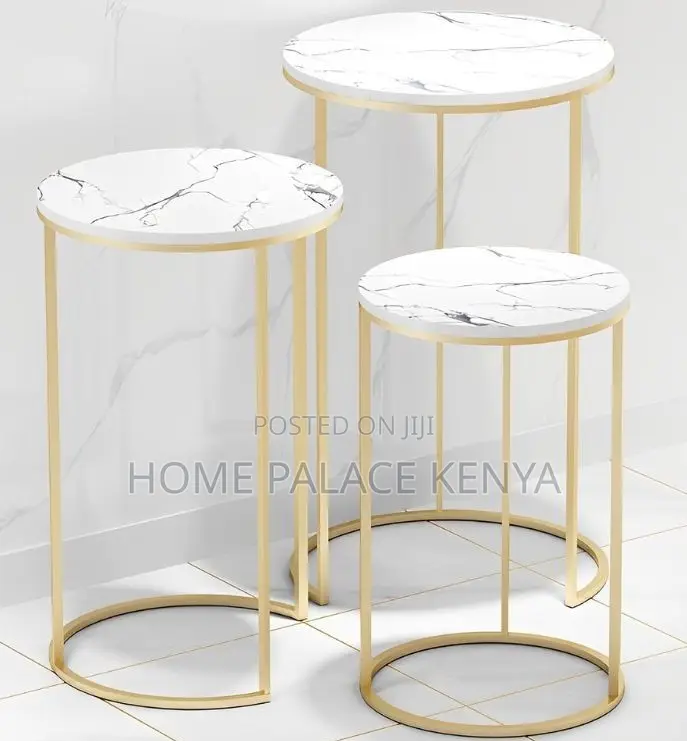 Nesting Table: Round Metal End Table With Gold Finish
