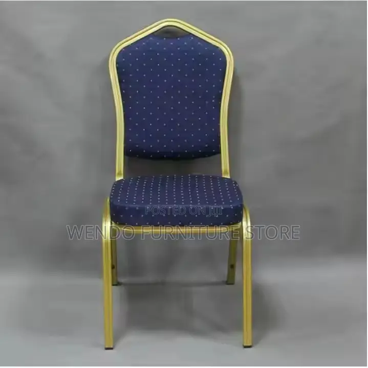 Office Chair : Banquet Chair With a Blue Patterned Cushion