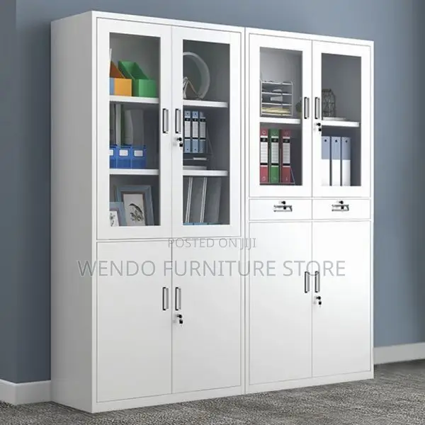 Office Cabinet :V5 White Metallic Office Filing Cabinet -Glass Door