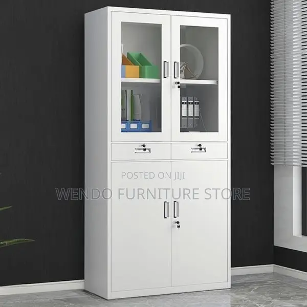 Office Cabinet :V5 White Metallic Office Filing Cabinet -Glass Door