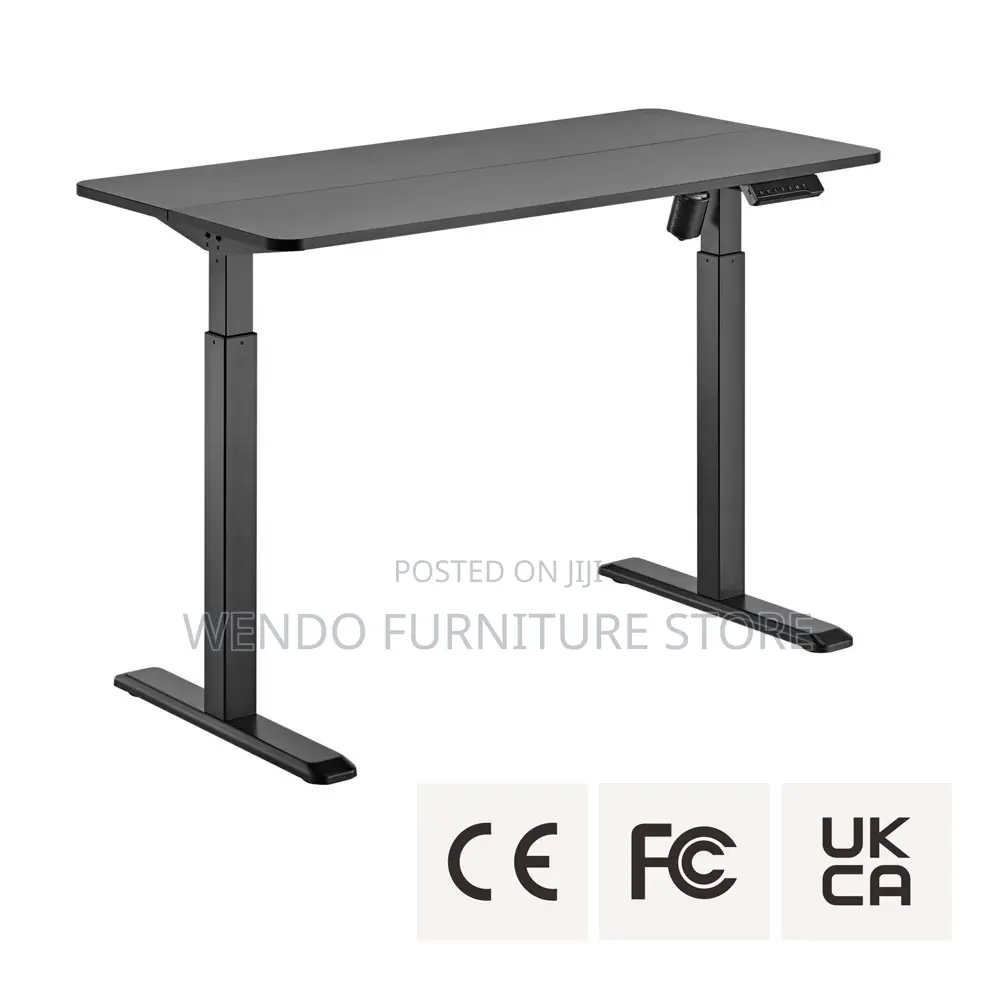 Office Desk : 1.6m Black Motorized Sit-Stand Desk