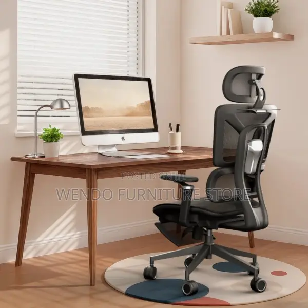 Office Chair : Black Mesh Ergonomic Office Chair-retractable Footrest