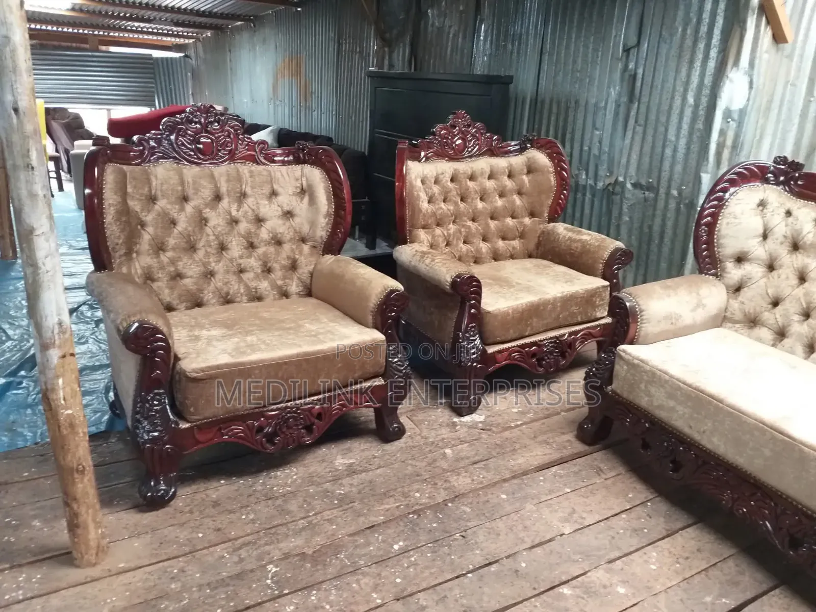 Antique Single Seater Open Arm Mahogany Wood Mix