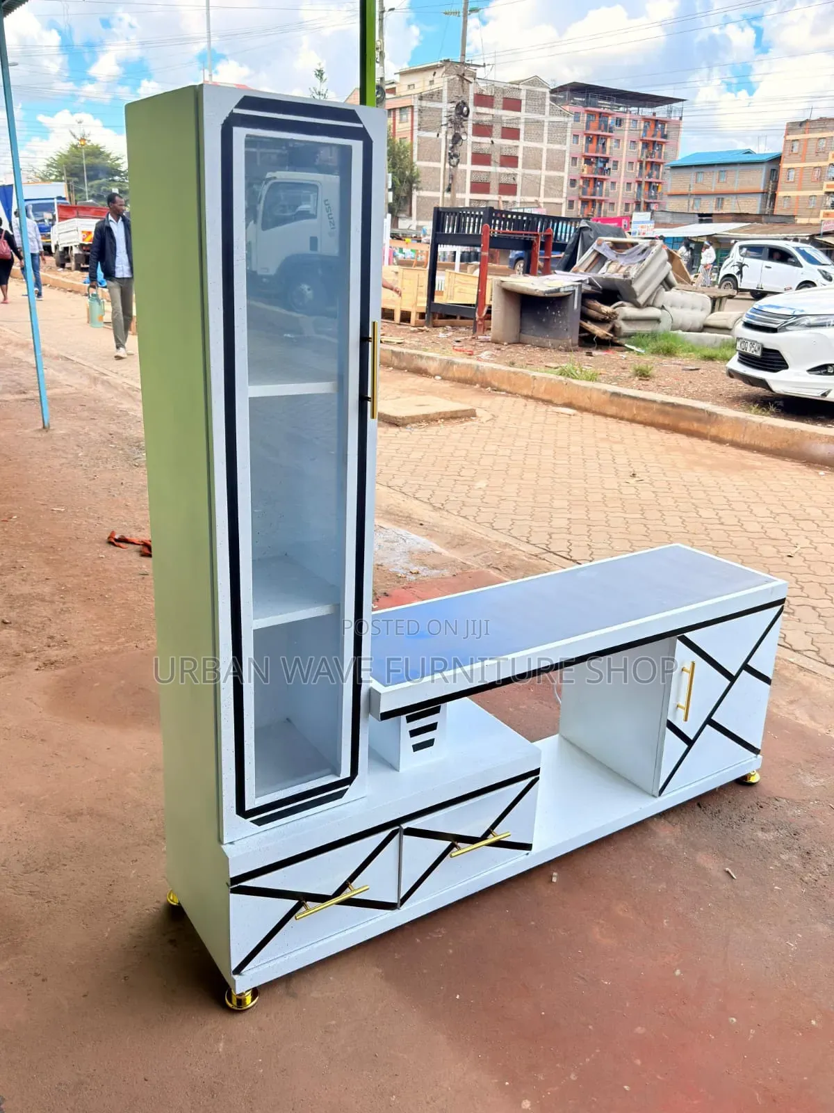 1 Door, 2drawers With Utensils Side Cabinet