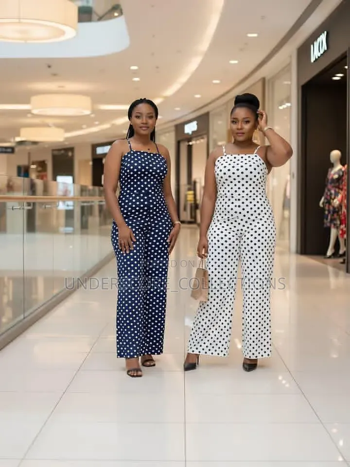 Ladies Bare Back Polka Dot Jumpsuits