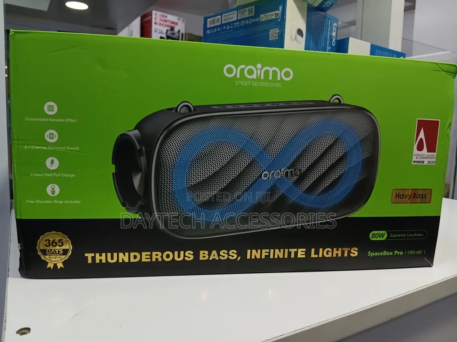 Oraimo Spacebox Pro (Model Obs-682) 80w Wireless Speaker in Black.