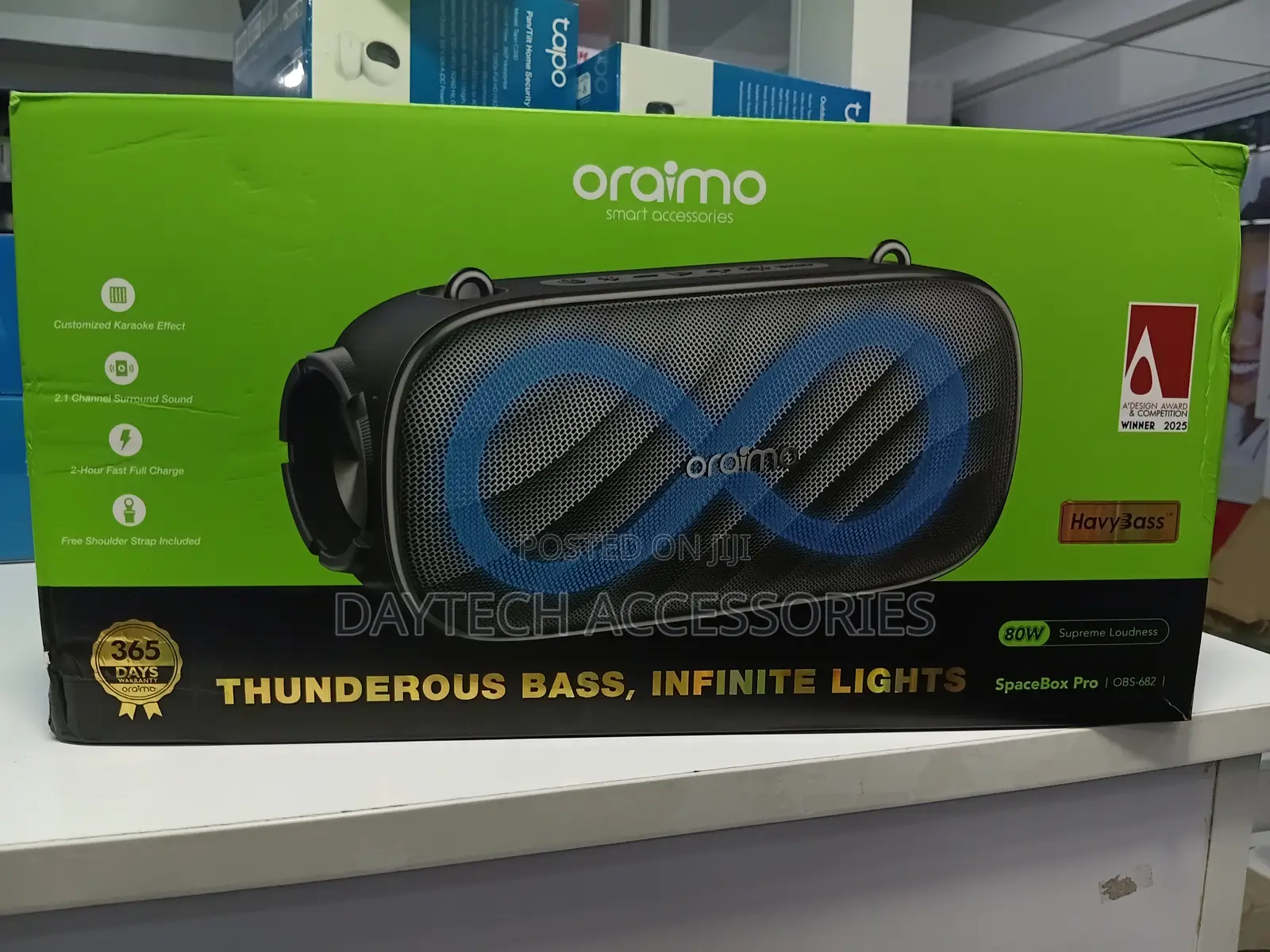 Oraimo Spacebox Pro 80w Karaoke-Support Wireless Speaker - Black