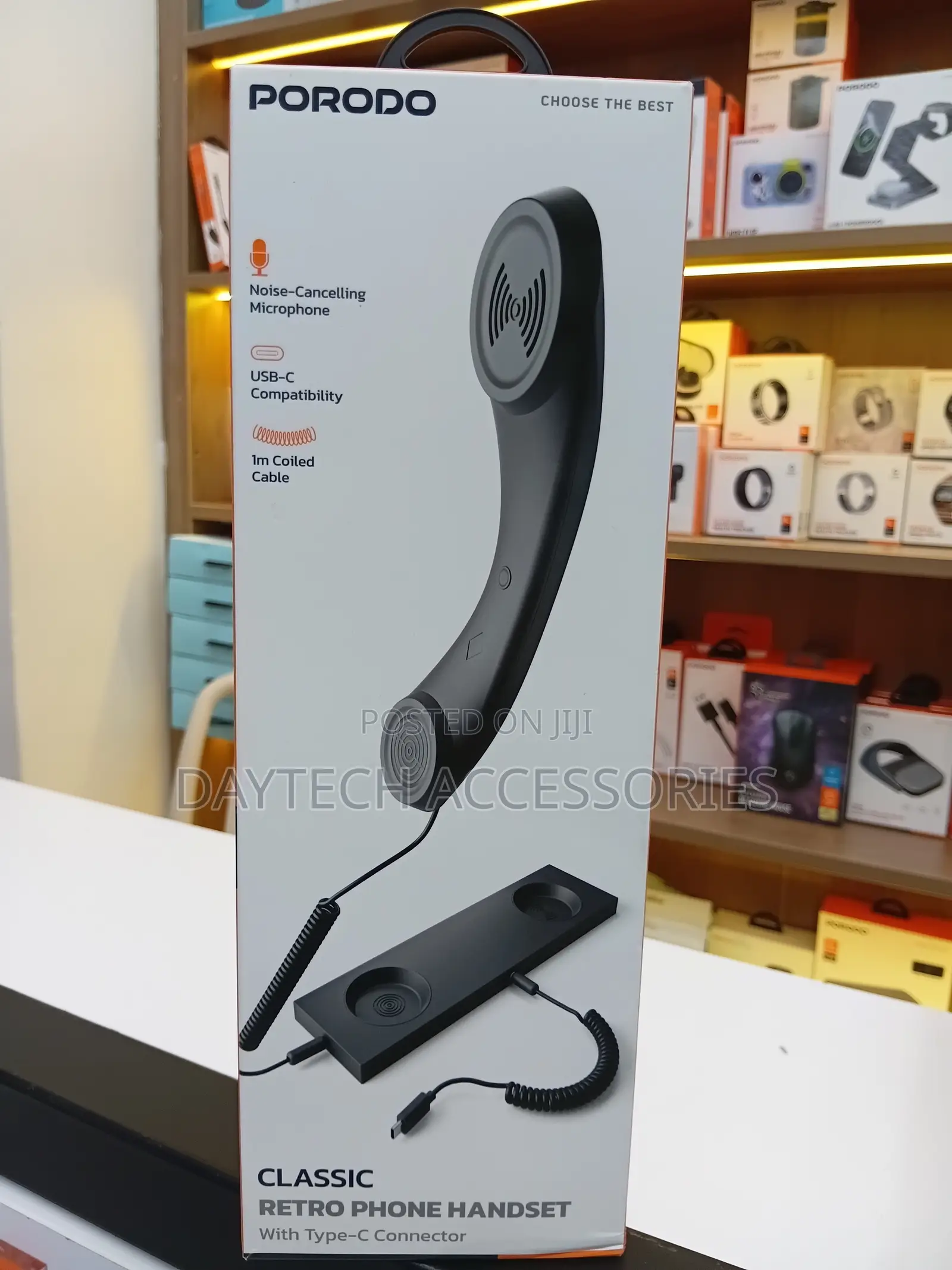 Porodo Classic Retro Phone Handset - Black