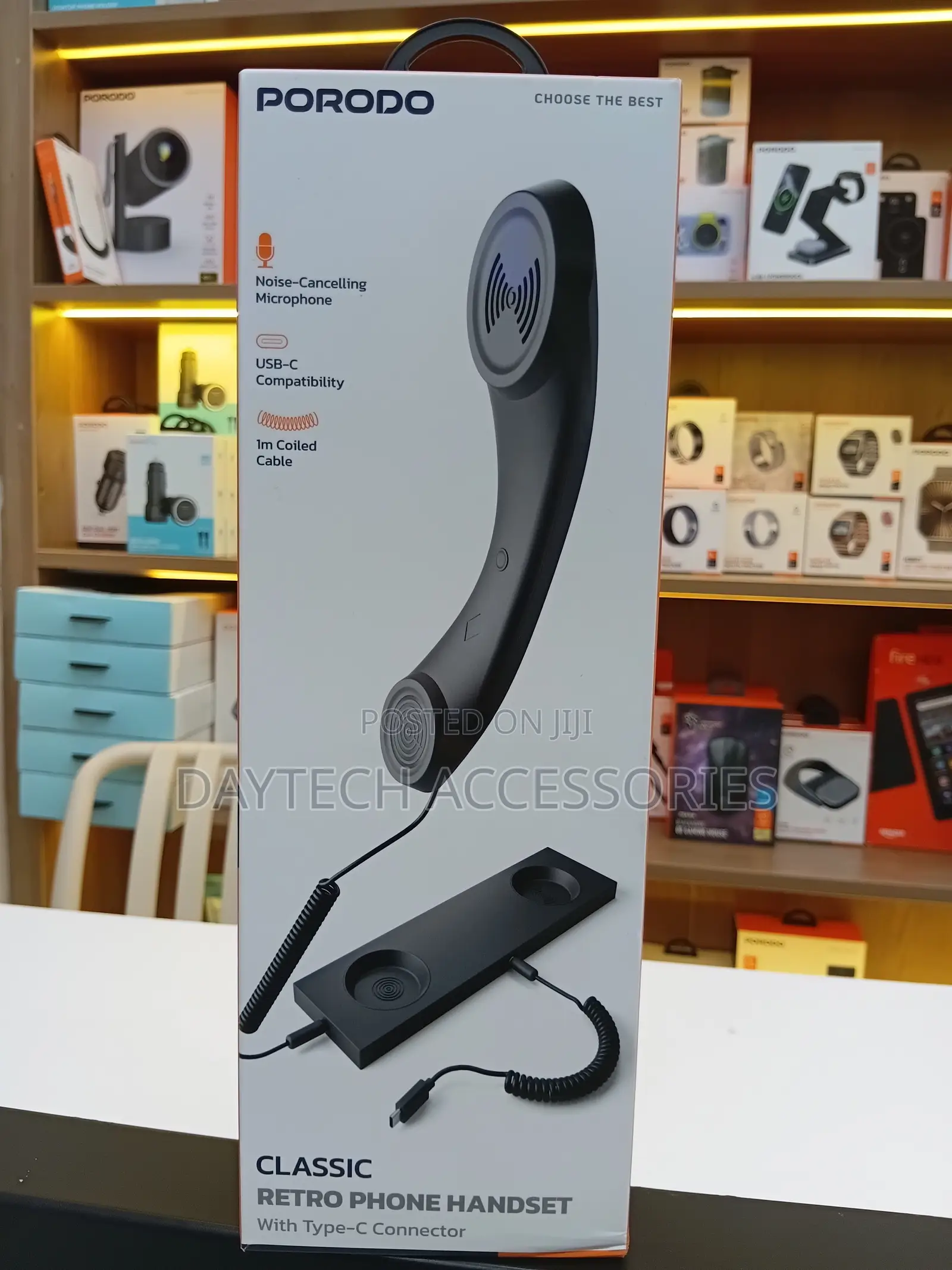 Porodo Classic Retro Phone Handset - Black