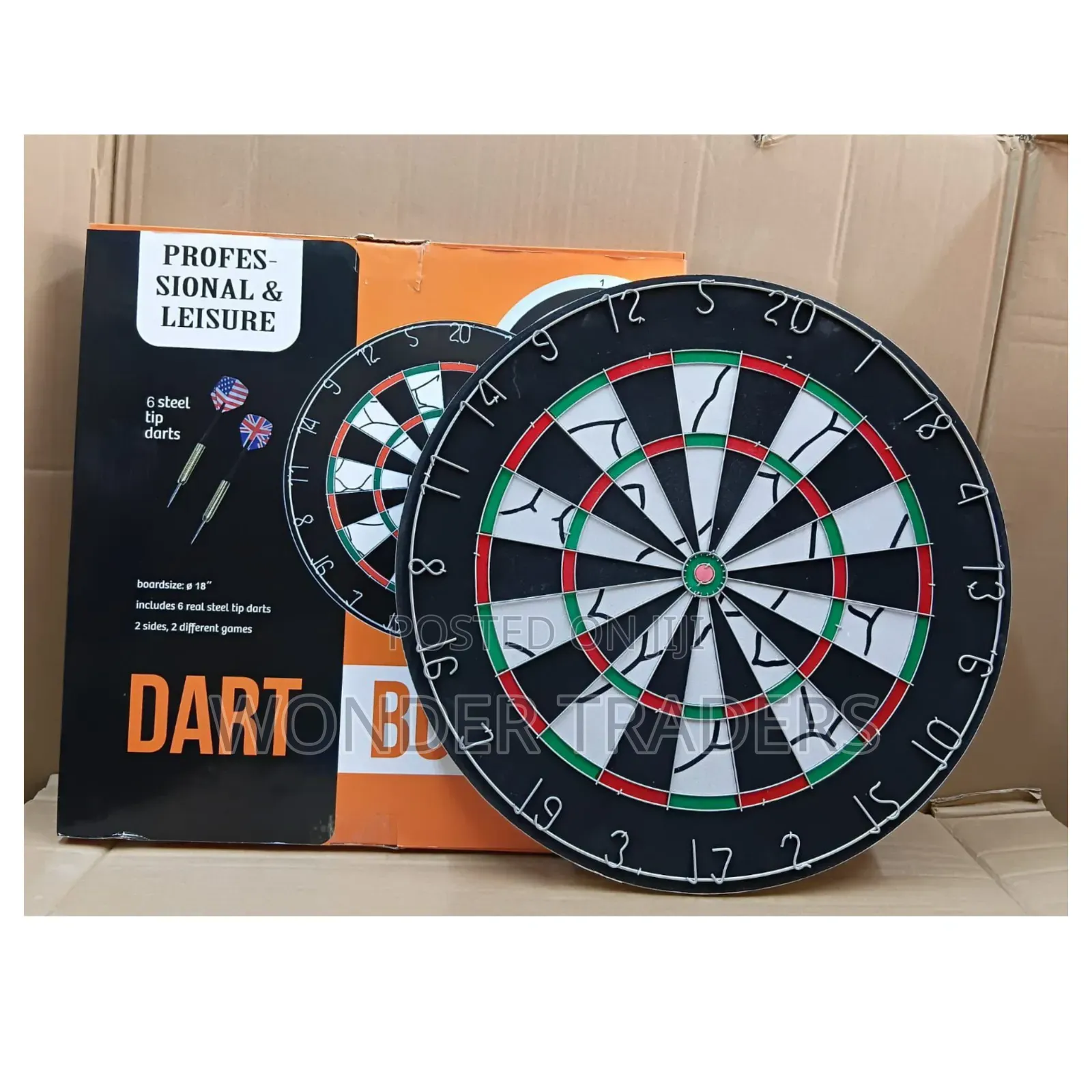 Dartboard /18 Inches Double Sided Flocked Iron Numbers Dart Board