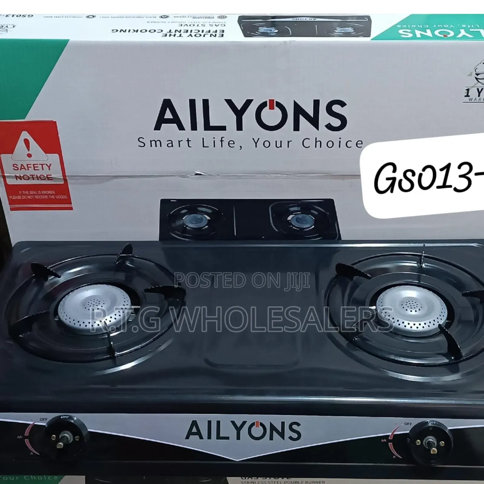 Ailyons Double Burner Table Top Gas Stove Metallic Finish