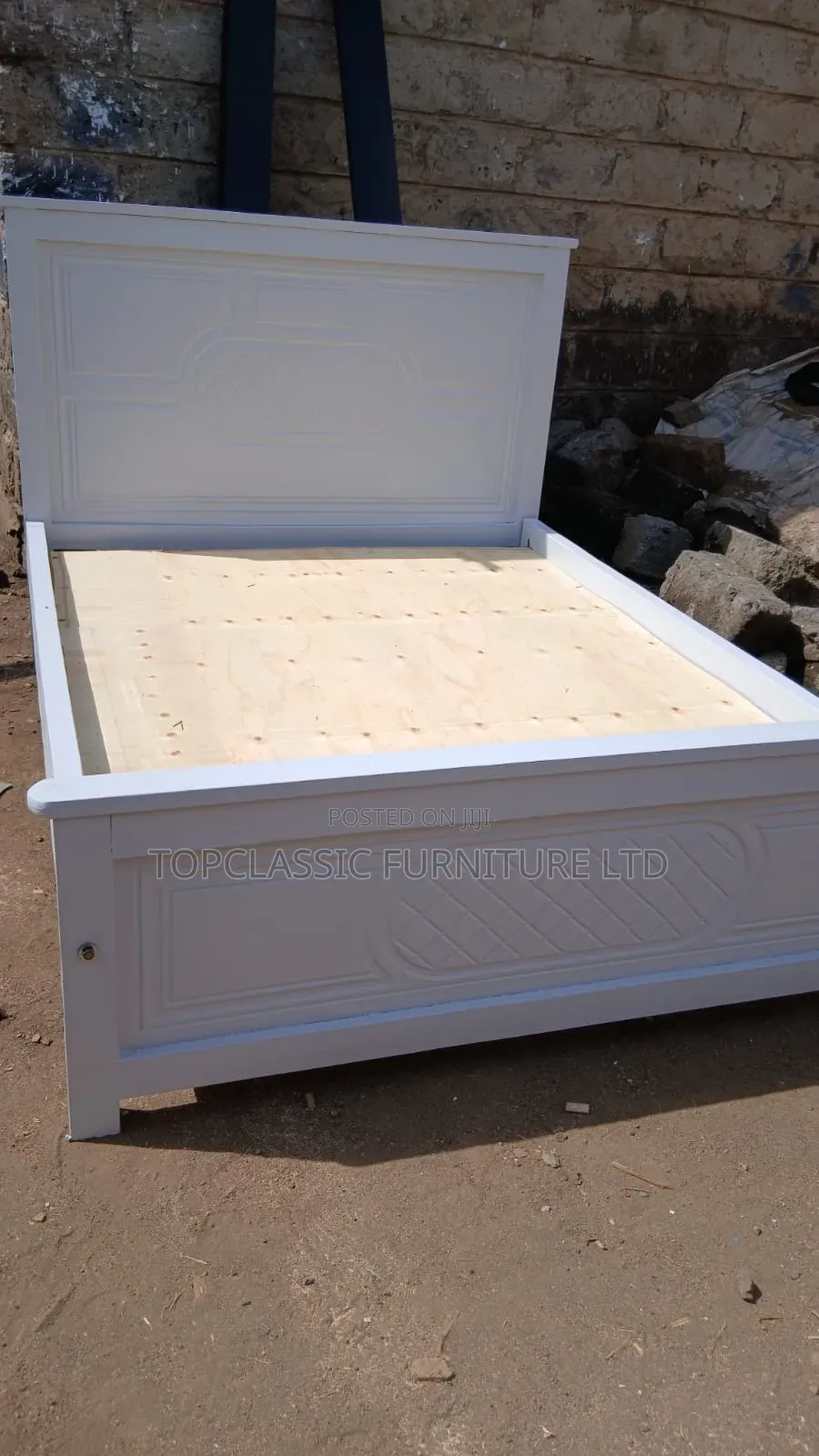 5x6 Pure White Panel Bed Hardwood