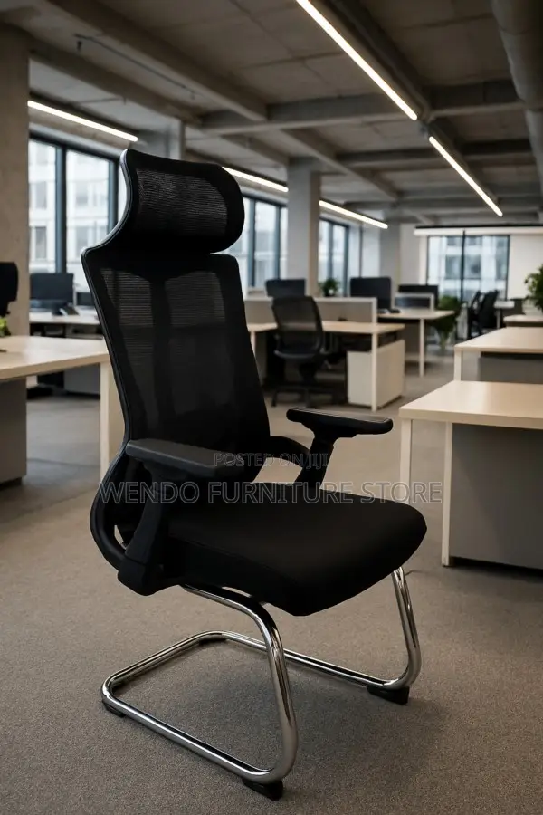 Office Chair : Black Mesh Back Visitor Office Chair - Chrome Base