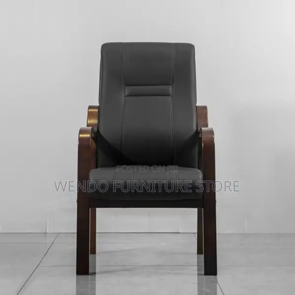 Office Chair : High-Back Executive Visitor Chair Black Leather Upholst