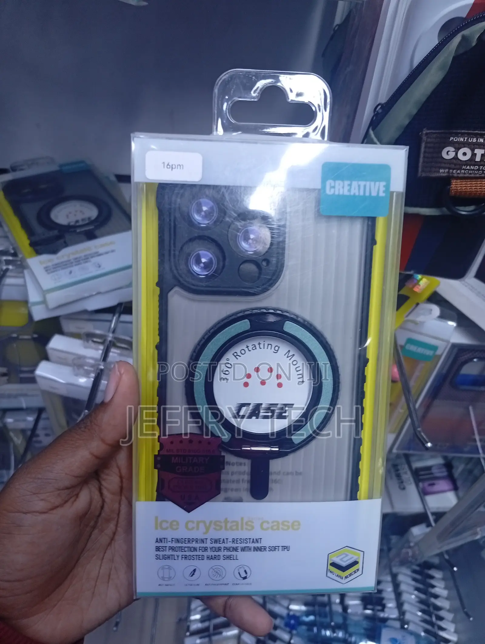 iPhone 16 Pro Max Clear Case With a 360° Rotating Magnetic Stand.