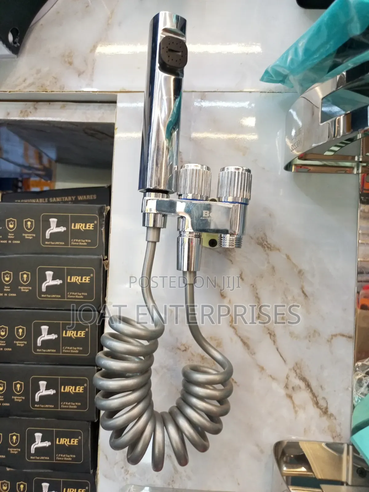 Double Silver Arabic Shower Plus Angle Valve