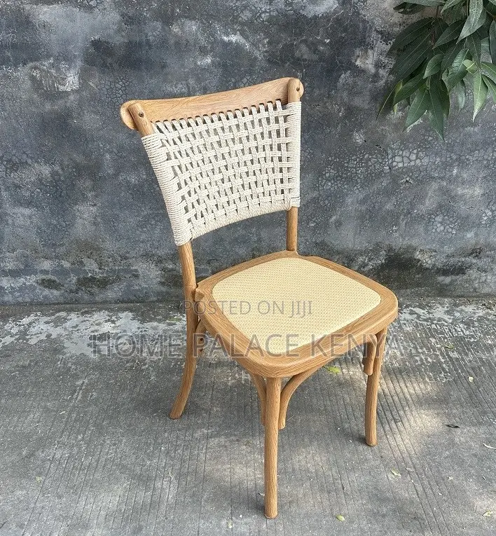 Event Chair: Wooden Dining Chair With Natural Paper Rope Back