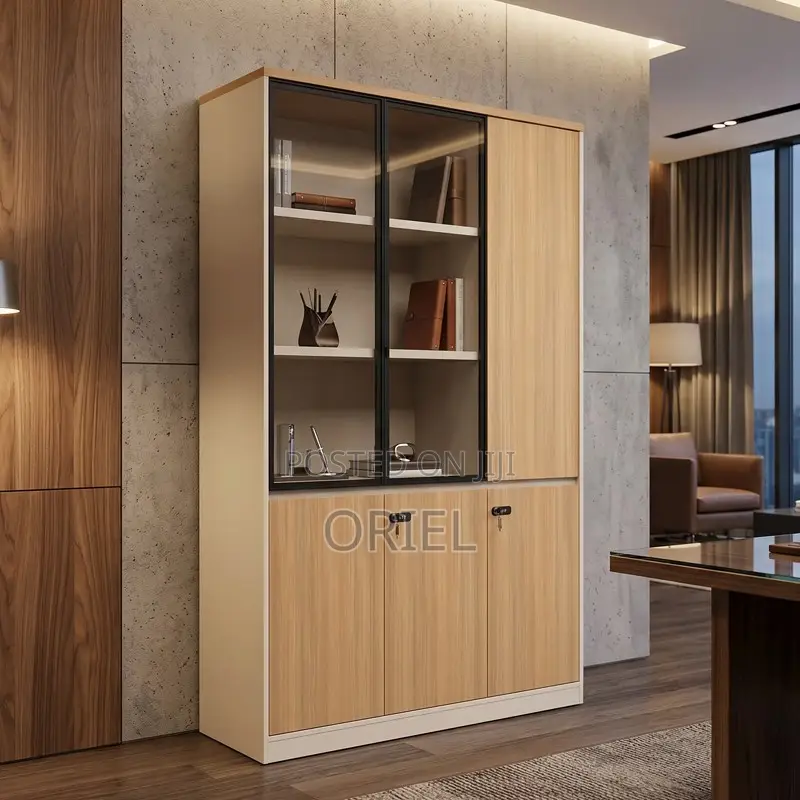 Office Cabinet : Three Door Office Filing Wooden Cabinet