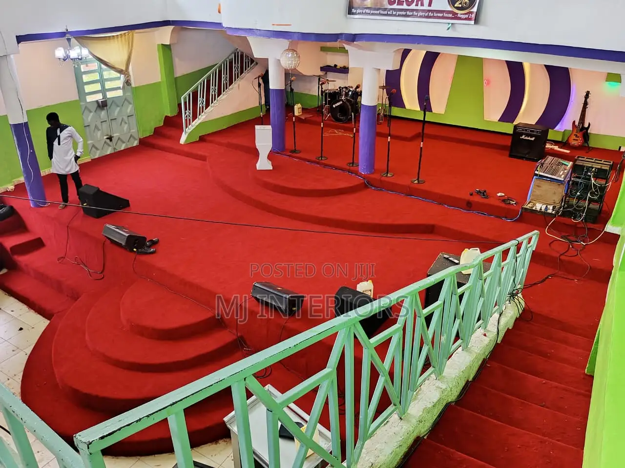 Premium Worship Center Red Usa Carpet Available