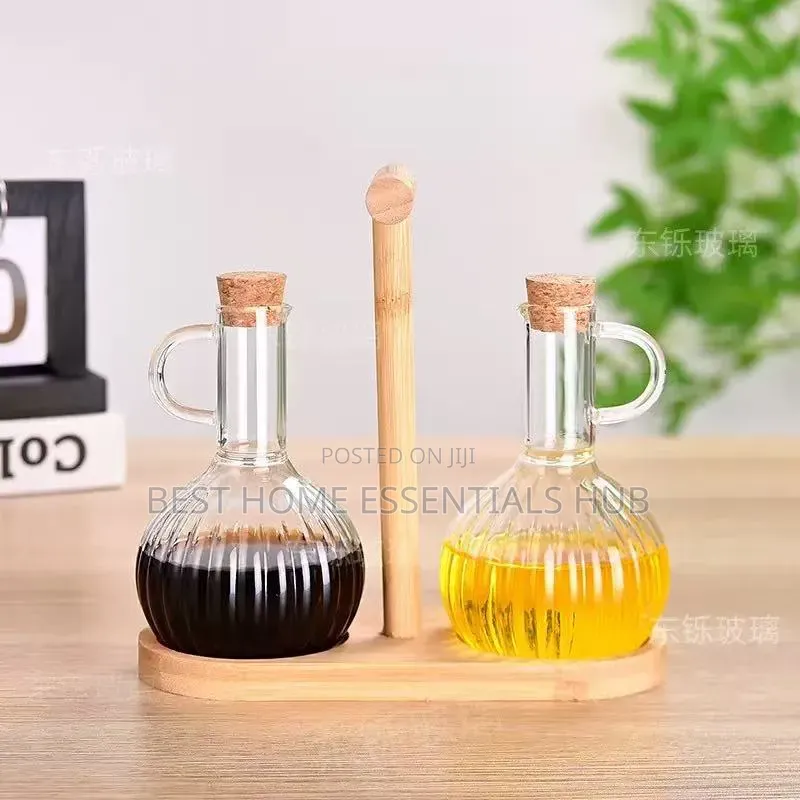 2 in 1 Glass Oil Pot Set
With Bamboo Stand