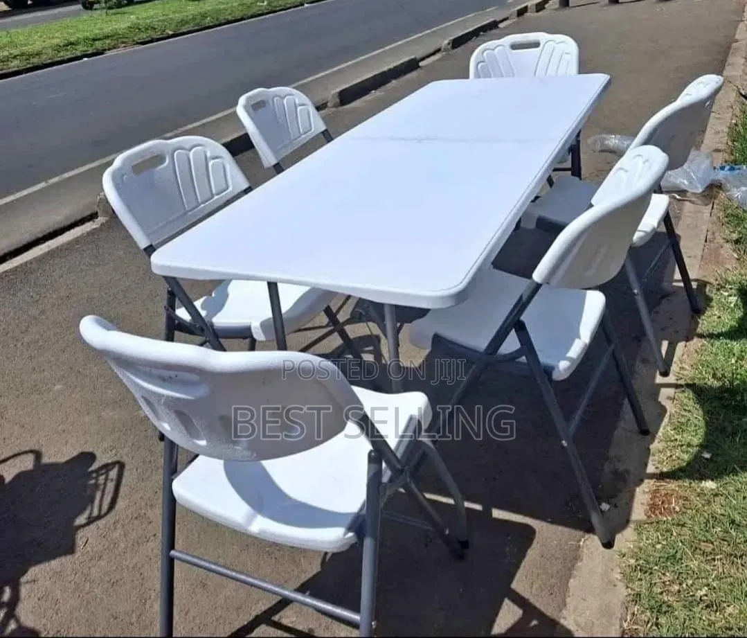 1.8m White Folderable Table and Folderble Chairs