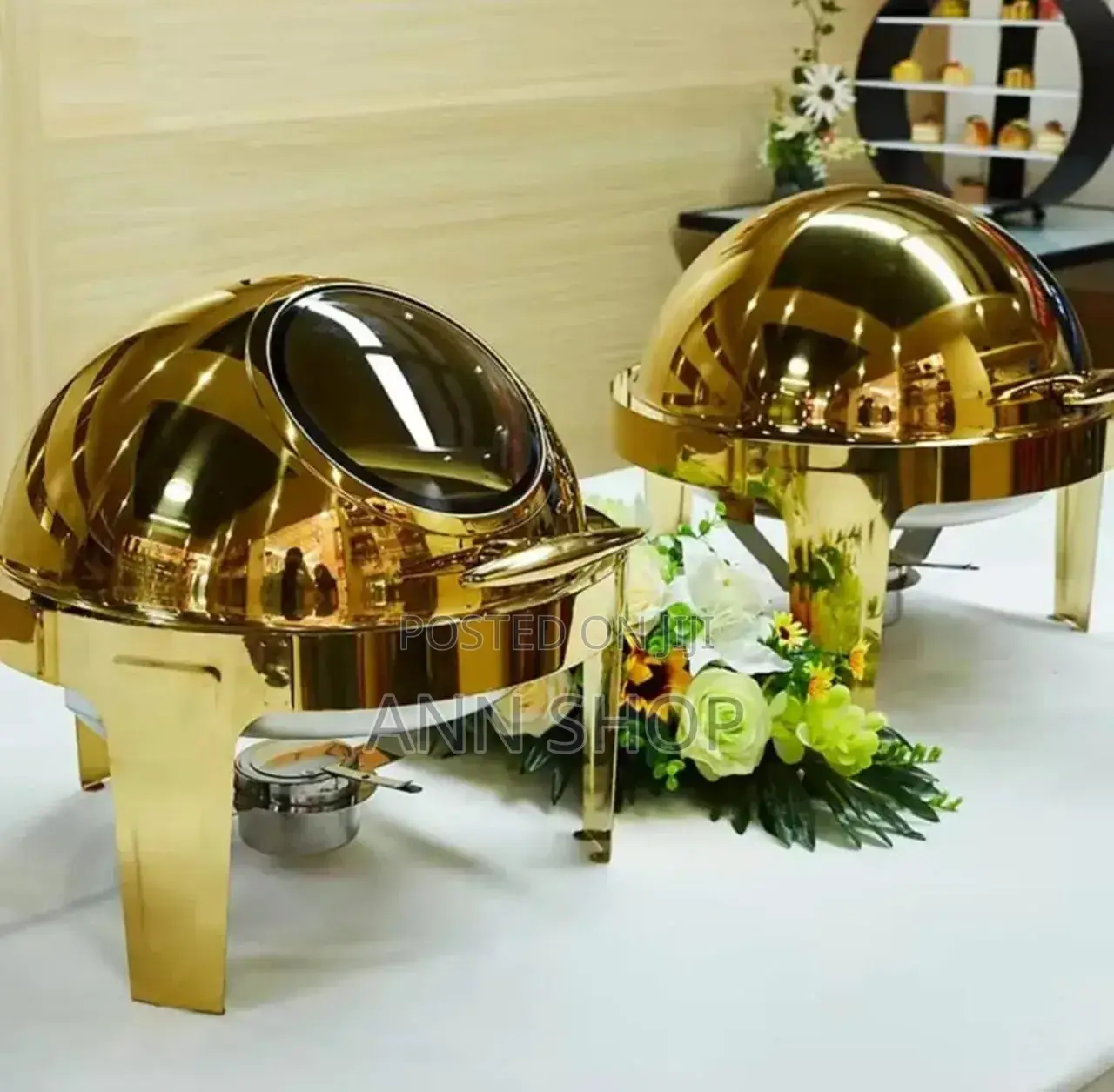 Gold Round Rollbtop Chaffing Dishes