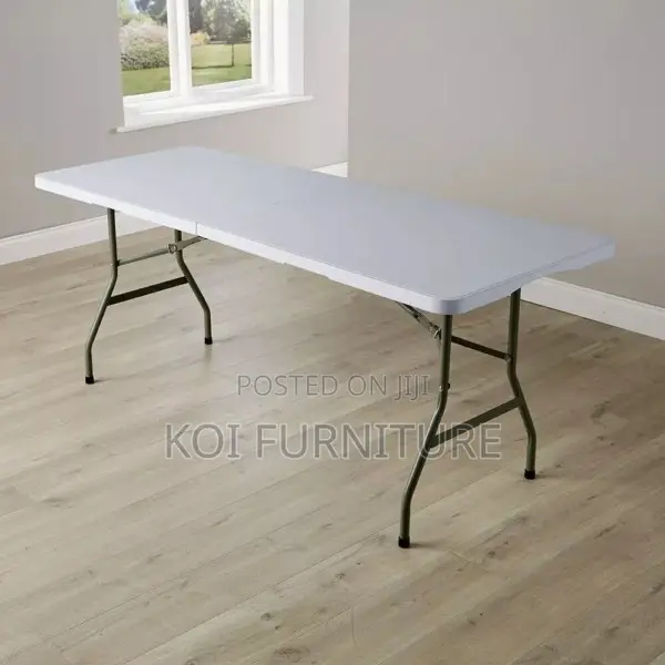 Office Table : White 6-Foot Plastic Folding Trestle Table
