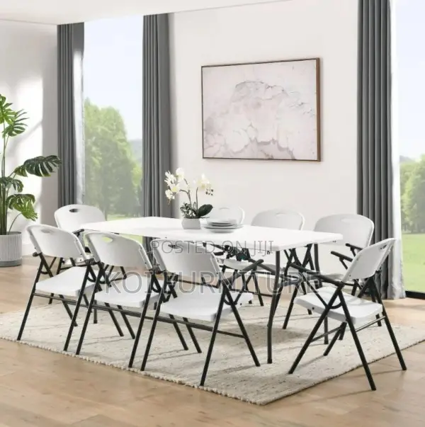 Office Table : White 6-Foot Plastic Folding Trestle Table