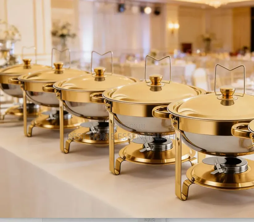 *Elegant Round Stainless Steel Chafing Dish With Golden 5l