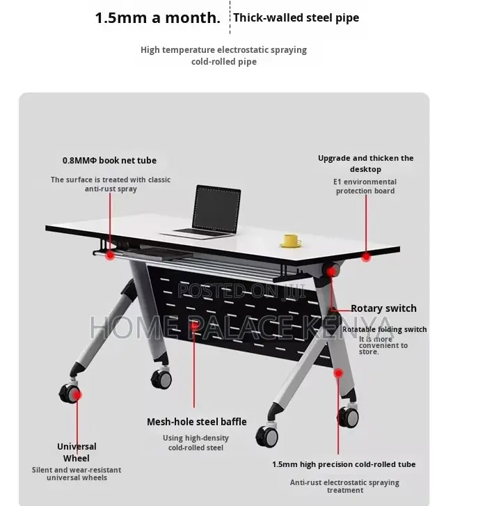 Home Study Desk: Movable Folding Splicing Table With Wheels